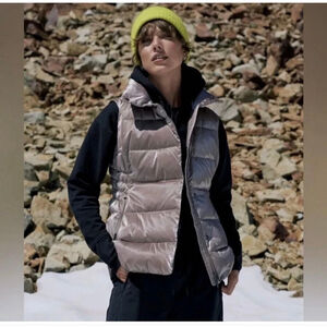 Women's Athleta Downtown Metallic Vest M Pyrite Shine Brown